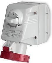 Промишлен контакт с ключ 0/I 3P+Е 32A IP66 серия Optima модел Combi Scame-518.3256TS червен