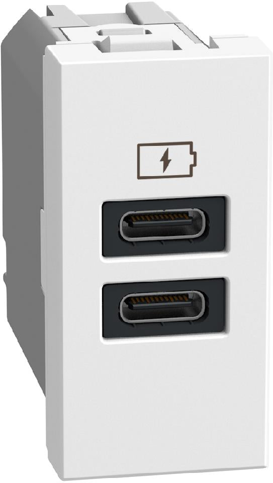 Розетка 2xUSB за зареждане тип C+C PD 20W 1 мод. цвят Бял Light Now Bticino, BTICINO, YW4192CC