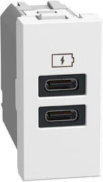 Розетка 2xUSB за зареждане тип C+C PD 20W 1 мод. цвят Бял Light Now Bticino, BTICINO, YW4192CC