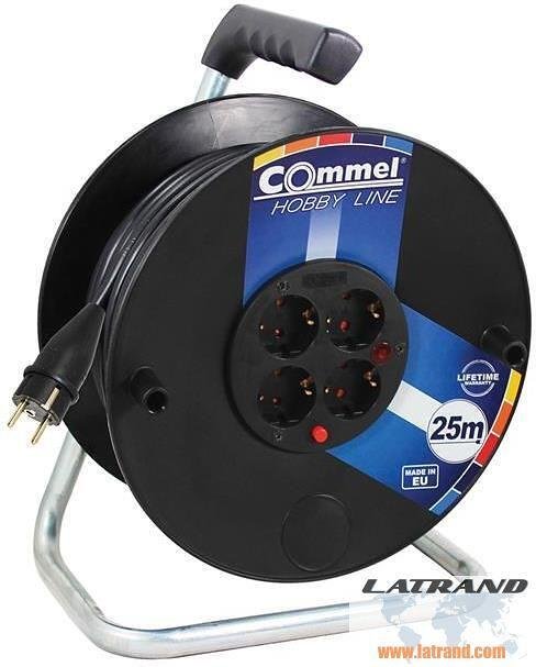 Макара черна 40м IP20 H05RR-F 3G2.5mm2' термична защита 4 шуко Commel - C0981