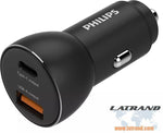 Зарядно за кола Philips - Phil-DLP2521/00, USB-A, USB-C, 30W,черно