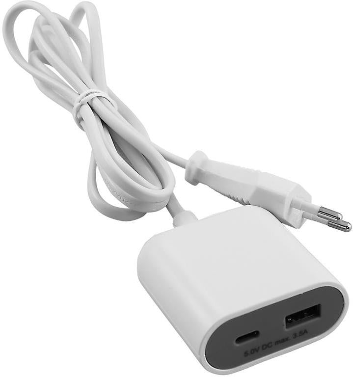 Удължител с кабел 1.5м 2хUSB за зареждане тип A+C 3A 15W цвят бял Commel, COMMEL, C245-101