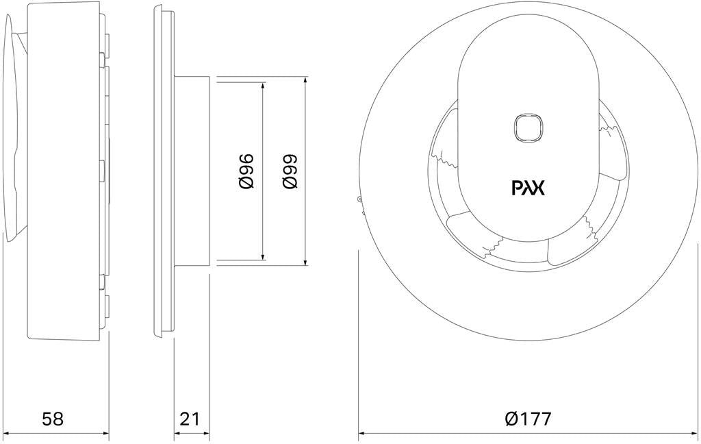 Вентилатор Smart PAX ф100-120мм, цвят Черен, 110м3/ч, 4W, 20dB PAX Norte