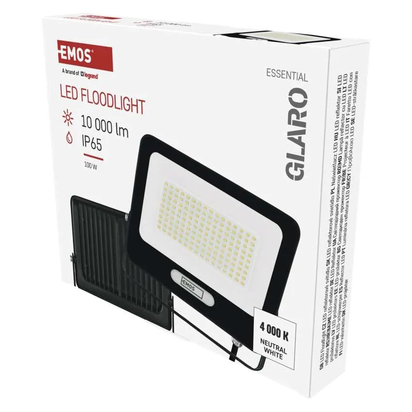 Прожектор LED 100W 4000K 10000lm 120° x 120° 20000h IP65 черен GLARO EMOS, ZS2254B