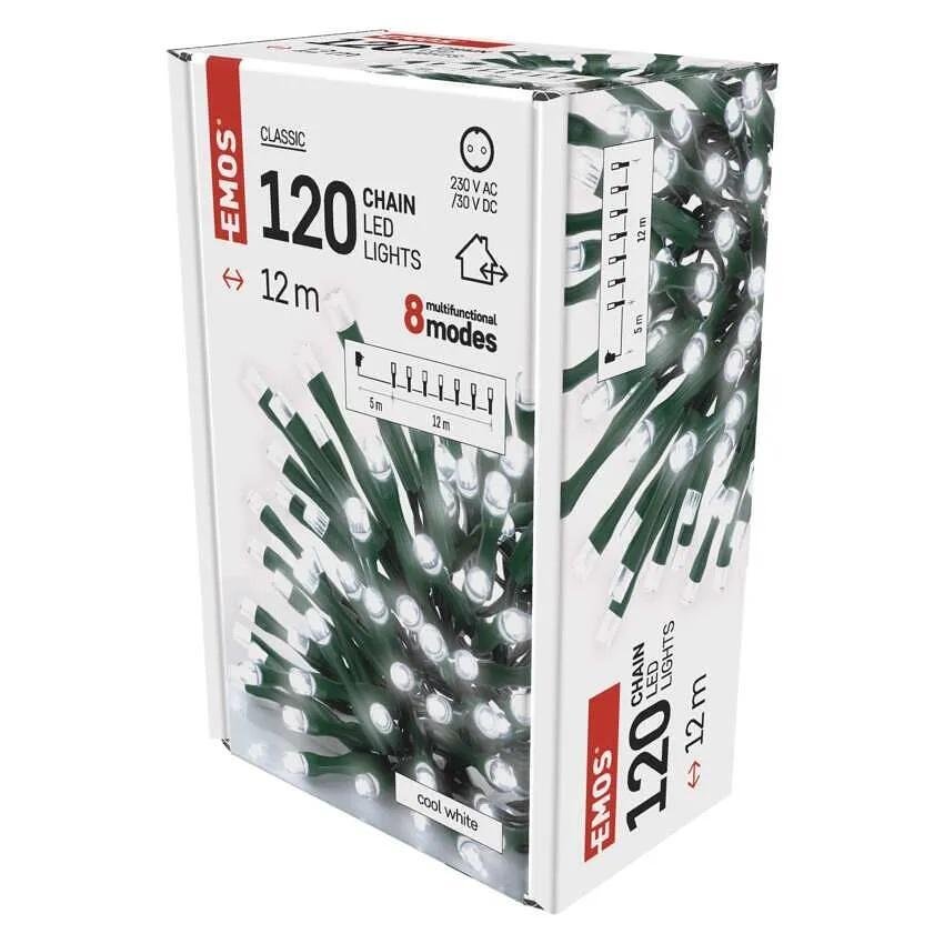 Комплект коледни лампички 120x LED студена светлина 12м IP44 с 8 програми CLASSIC EMOS - D4AC08