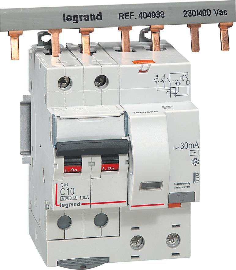 ДТЗ комбинирана DX3 2P 10A крива C 30mA тип AC 6kA 4 мод. Legrand, LEGRAND НИСКО НАПРЕЖЕНИЕ, 411157
