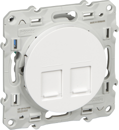 Компютърна розетка RJ45 2хUTP cat.5e цвят Бял Odace SE /до изчерпване/, SCHNEIDER ELECTRIC, S520481