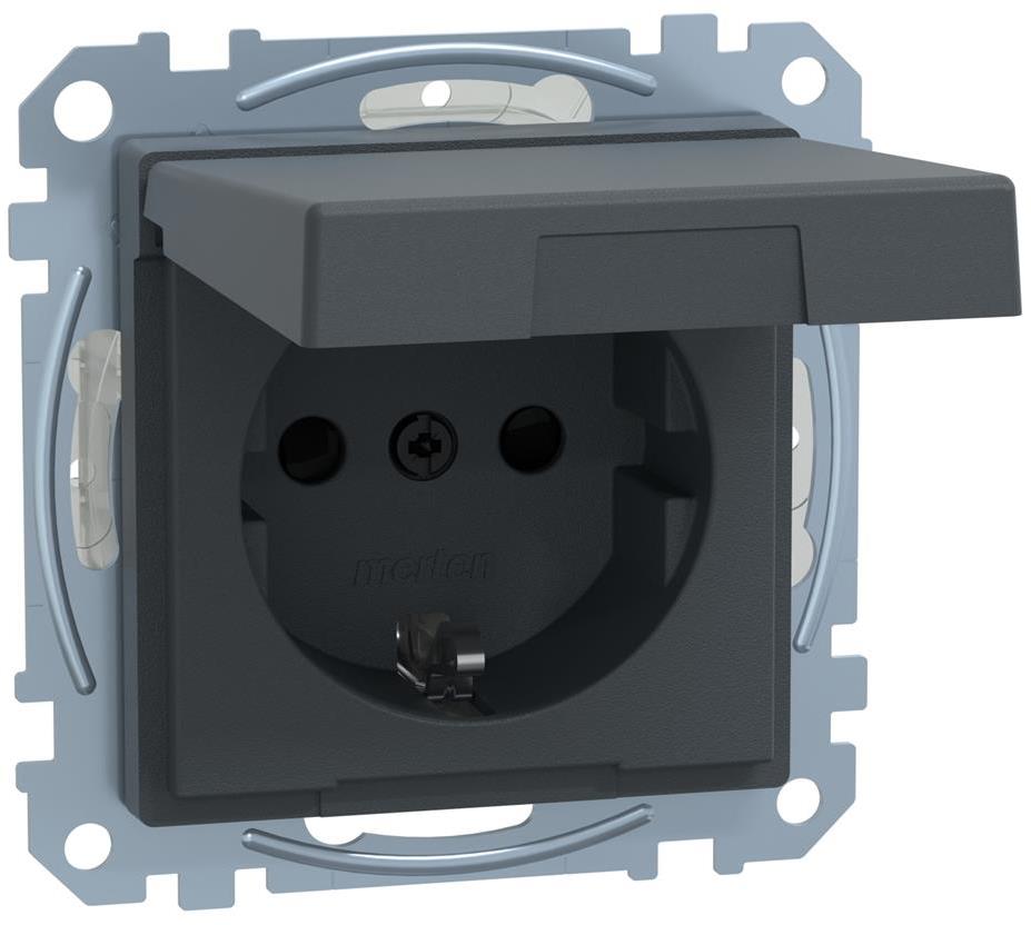 Механизъм контакт шуко с лицев панел IP44 цвят Антрацит System M Merten SE, SCHNEIDER ELECTRIC, MEG2414-0414