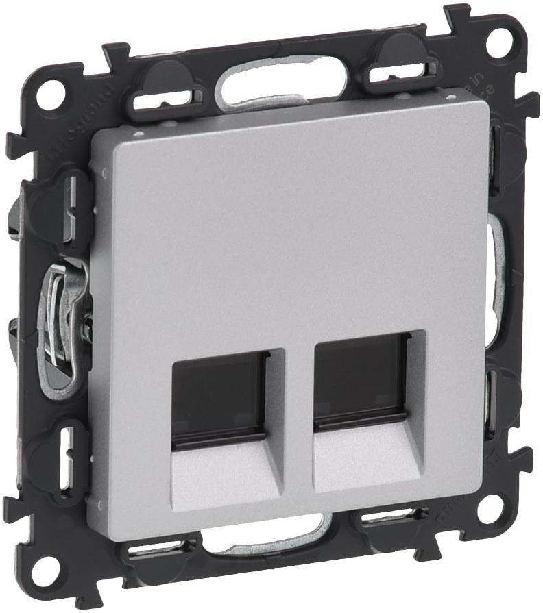 Розетка 2xRJ45 cat.6 UTP цвят алуминий Valena Life Legrand, LEGRAND, 753343