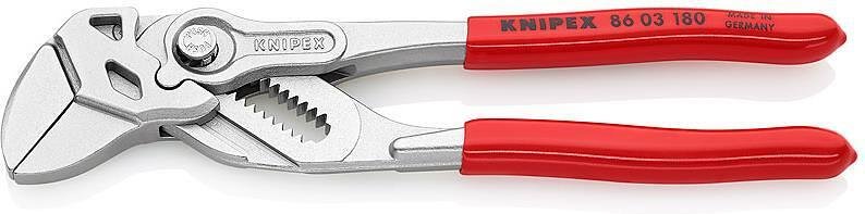 Клещи раздвижени, хромирани, червена ръкохватка 180мм, Knipex - K8603180