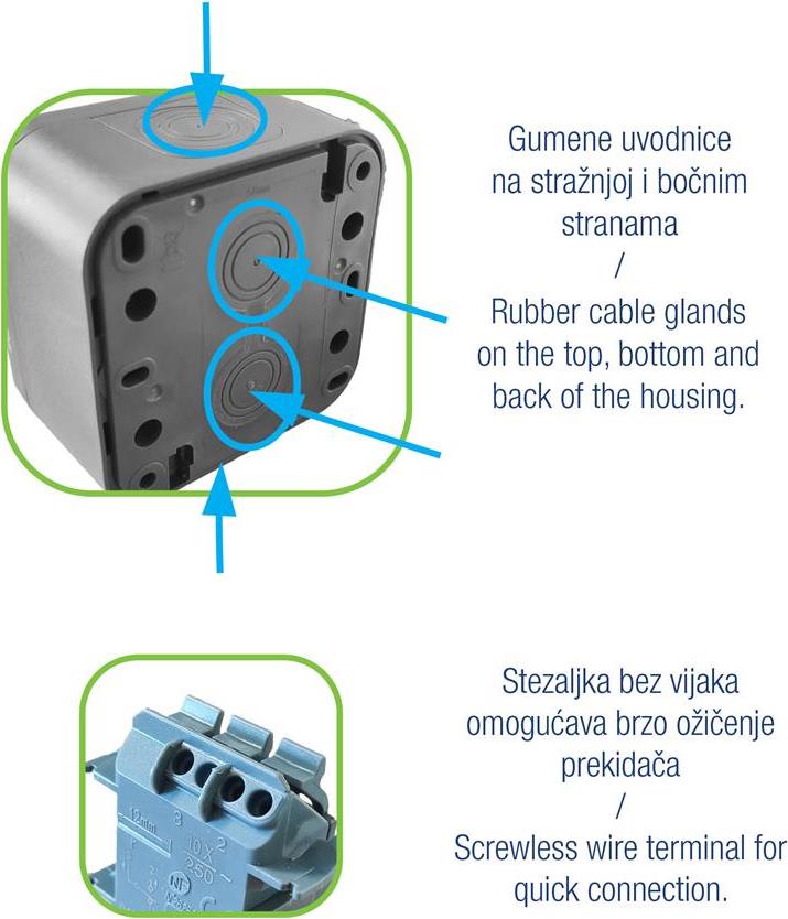 Сериен ключ за открит монтаж IP55 цвят Антрацит Bura Commel, COMMEL, C043-105