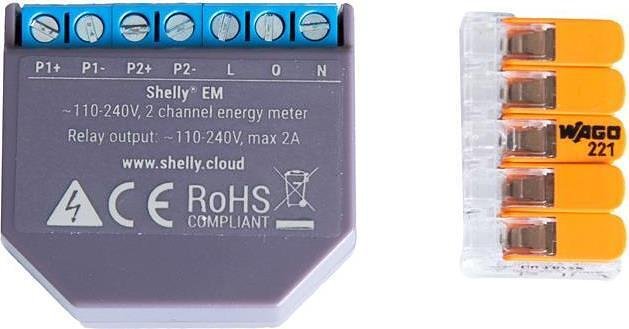 Микромодул Smart монофазен мерител 2х 120A Shelly EM - 262207