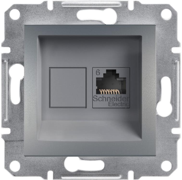 Розетка RJ45 UTP cat.6 цвят Стомана Asfora SE, SCHNEIDER ELECTRIC, EPH4700162