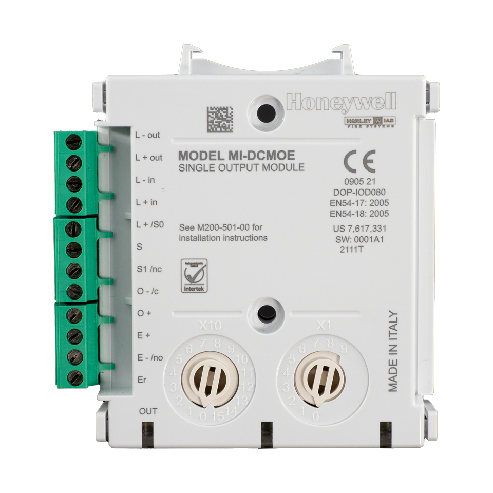 Адресируем модул с изолатор, 1 изход за сирени, DIN монтаж, MI Honeywell, HONEYWELL, MI/DCMOE