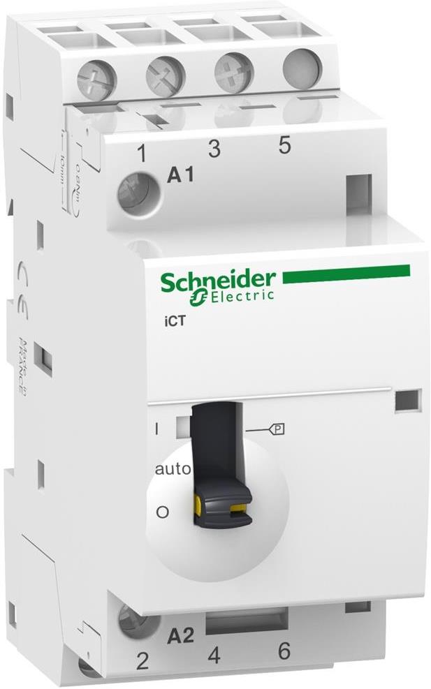 Модулен контактор Acti 9 iCT 25A 3NO 230…240Vac с ръчно управление 2 мод. SE, SCHNEIDER ELECTRIC НИСКО НАПРЕЖЕНИЕ, A9C21833
