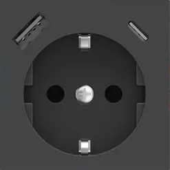 Лицев панел за контакт шуко и USB A+C 55x55 Fenix Grey Bromine EKINEX, EK-PSC-DE-USB-FGB
