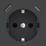 Лицев панел за контакт шуко и USB A+C 55x55 Fenix Grey Bromine EKINEX, EK-PSC-DE-USB-FGB
