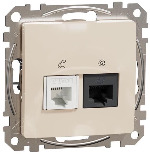 Розетка RJ11+RJ45 UTP cat.5e цвят Крем Sedna SE, SCHNEIDER ELECTRIC, SDD112458