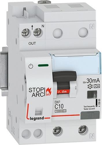 Автоматичен прекъсвач комбиниран AFDD серия DX3 STOP ARC 1P+ND крива C 10А 30MA, LEGRAND НИСКО НАПРЕЖЕНИЕ, 415965