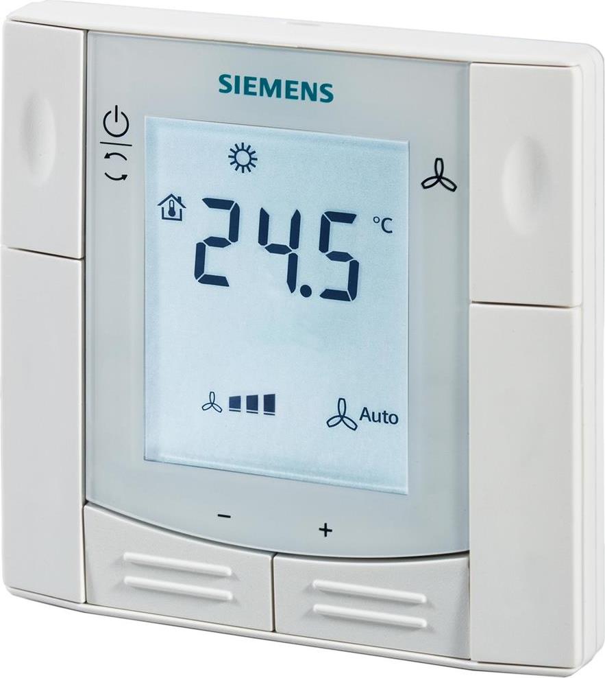 Термостат KNX за отопление и охлаждане с LCD дисплей, за 2/4 тръбни вентилаторни конвектори, за вграждане, Siemens, RDF600KN