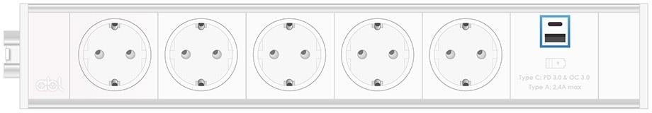 Модул Link 6M с 5х Шуко и USB тип A+C, цвят Бял, ABL, ABL Сърбия, 2M21F5A3