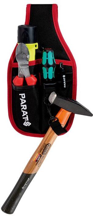 Чанта за колан PARABELT S с 7 джоба за инструменти черна с червен кант PARAT, 5990836991