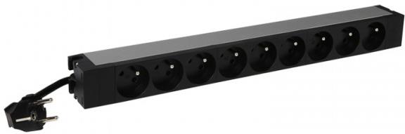 Разклонител PDU 19" 1U 9x ФРЕНСКИ стандарт, с кабел 3m и щепсел универсален 16A, Legrand, LEGRAND, 646810