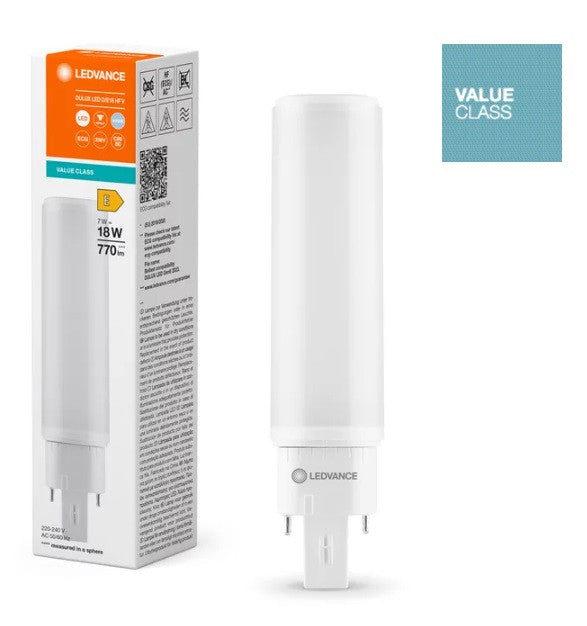 DULUX LED ЛАМПА D/E18 HF & AC MAINS V 7W 840 G24Q-2 LEDVANCE