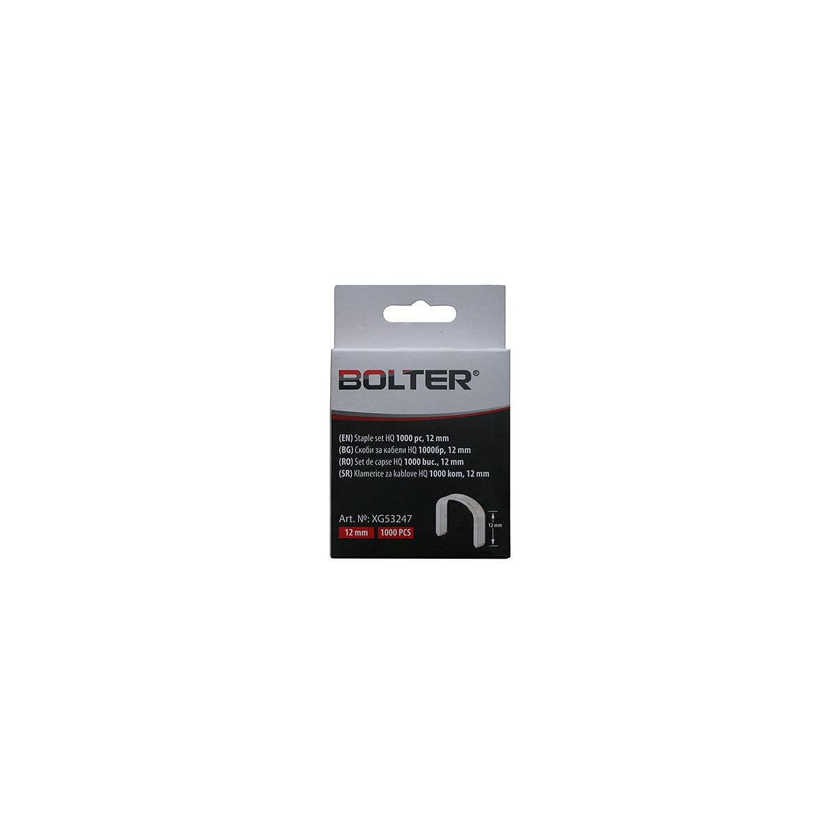 Скоби за кабели Bolter XG53247, 12 мм, 1000 броя