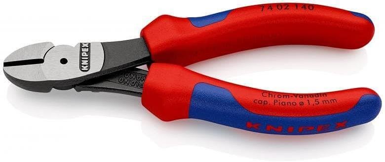 Клещи диагонални резачки усилени, синьо-червена ръкохватка 140мм, Knipex - K7402140