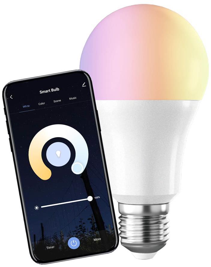 Лампа LED 9W RGBW E27 A60 820lm 220° димируема 25000h Wi-Fi Commel IoT, COMMEL, C305-701