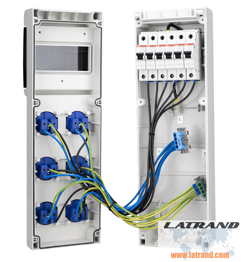 Табло 632.3530 тип А сглобено с индустриални контакти Scame и токови защити ABB - 632.3530-A