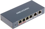 Мрежов комутатор, 4x 10/100 Mbps PoE + 2x 10/100 Mbps uplink порта, 60W, Hikvision, HIKVISION - домофонни системи, DS-3E0106HP-E