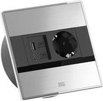 Модул SENSE с 1х Шуко и USB тип A+C PD 22W, с кабел 2м, цвят Инокс, Bachmann, BACHMANN, BM0016178