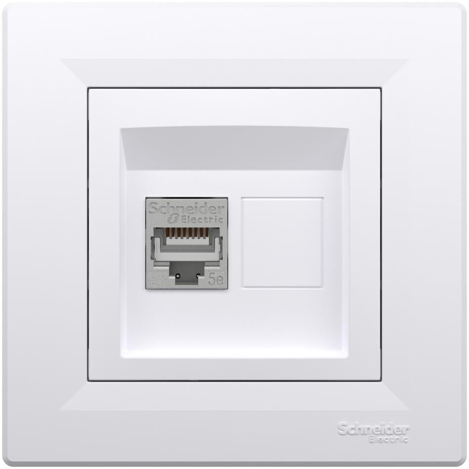 Розетка 1xRJ45 STP cat.5e моноблок цвят Бял Asfora SE, SCHNEIDER ELECTRIC, EPH5000121