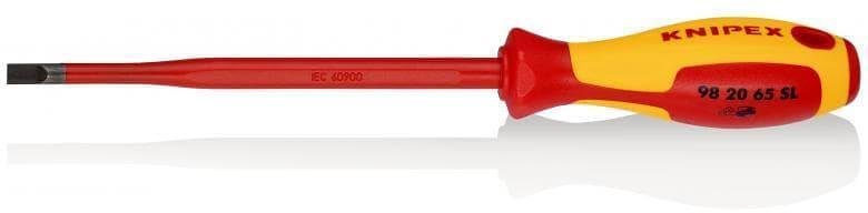 Отвертка шлиц 6.5 Slim, VDE 1000V жълто-червена ръкохватка 262мм, Knipex - K982065SL