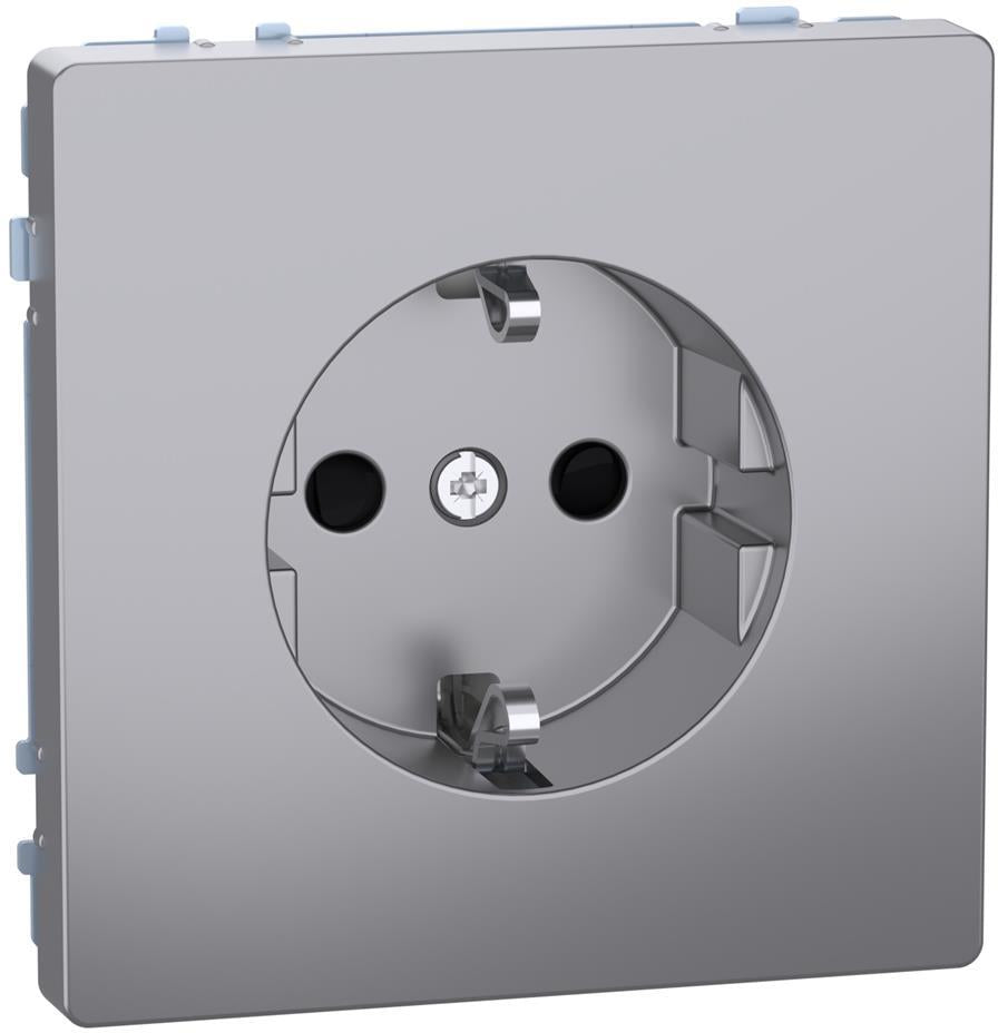 Контакт шуко с лицев панел и Д.З. цвят Неръждаема стомана System Design Merten SE, SCHNEIDER ELECTRIC, MEG2300-6036