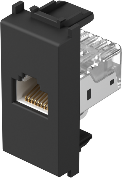 Розетка RJ45 Cat.5e UTP 1 мод. цвят Черен мат Modul TEM, KM37SB