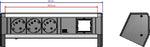 Модул DESK 1 с 3х Шуко и 1х празен модул, цвят Черен, Bachmann, BACHMANN, B902.000