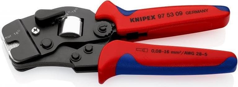 Клещи автоматични за кримпване на кабелни накрайници 0.08-16мм2 квадрат, ръкохватка 190мм, с пружина, Knipex - K975309