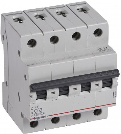 Автоматичен прекъсвач RX3 4P 63A крива С 6kA MC Legrand, LEGRAND НИСКО НАПРЕЖЕНИЕ, 419923