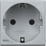 Контакт ШУКО 2P+E 2 мод. 16A цвят Алуминий Axolute Bticino, BTICINO, HC4141