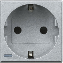 Контакт ШУКО 2P+E 2 мод. 16A цвят Алуминий Axolute Bticino, BTICINO, HC4141