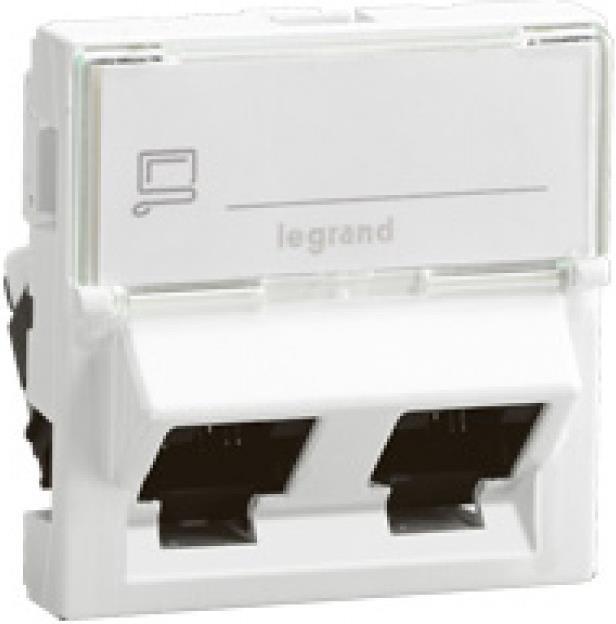 Розетка 2хRJ45 FTP cat.6 2 мод. 45° излаз цвят бял Mosaic Legrand, LEGRAND, 76506