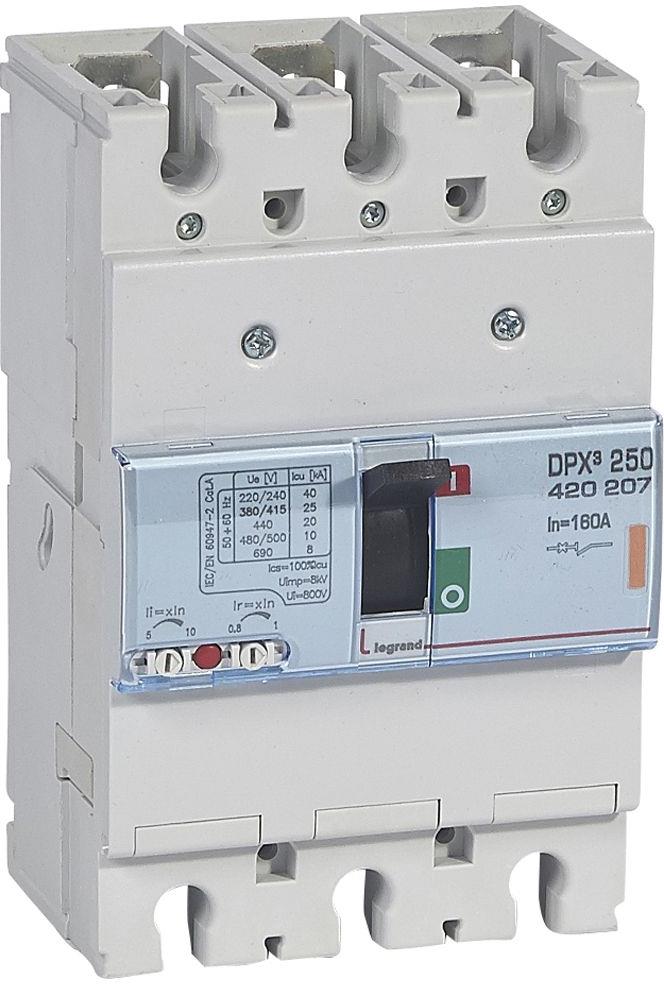 Автомат DPX3 250 TM 3P 160A 25кA регулируем (In x 0.8...1) Legrand, LEGRAND НИСКО НАПРЕЖЕНИЕ, 420207