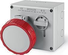 Промишлен контакт 3P+N+Е 32A IP66 с механична блокировка серия Omnia Scame-505.3287 червен/сив