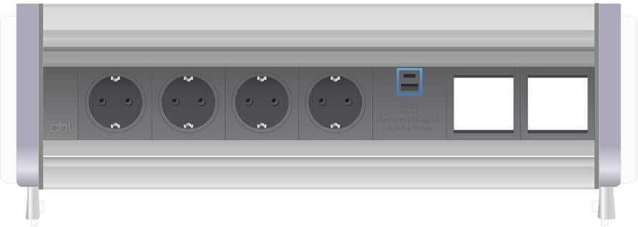 Модул Aero Flip 7M с 4х Шуко, USB тип A+C и 2х празни модула, цвят Сив, ABL, ABL Сърбия, 2F02F4A5