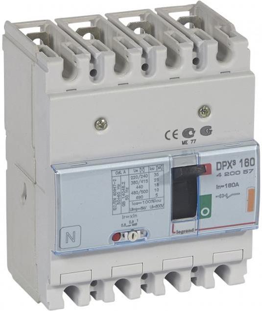 Автомат DPX3 160 TM 4P 160A 25кA регулируем (In x 0.8...1) Legrand, LEGRAND НИСКО НАПРЕЖЕНИЕ, 420057