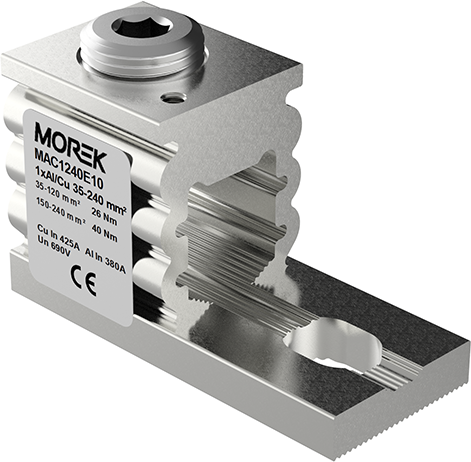 Неизолиран конектор към устройство OT240 1xAl/Cu 35-240 mm² h44mm 245A 690V MOREK, MAC1240E10