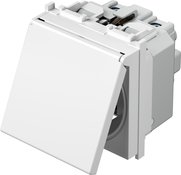 Контакт шуко 2P+E 16A 2 мод. с капаче цвят Бял мат Modul TEM, VM11MM